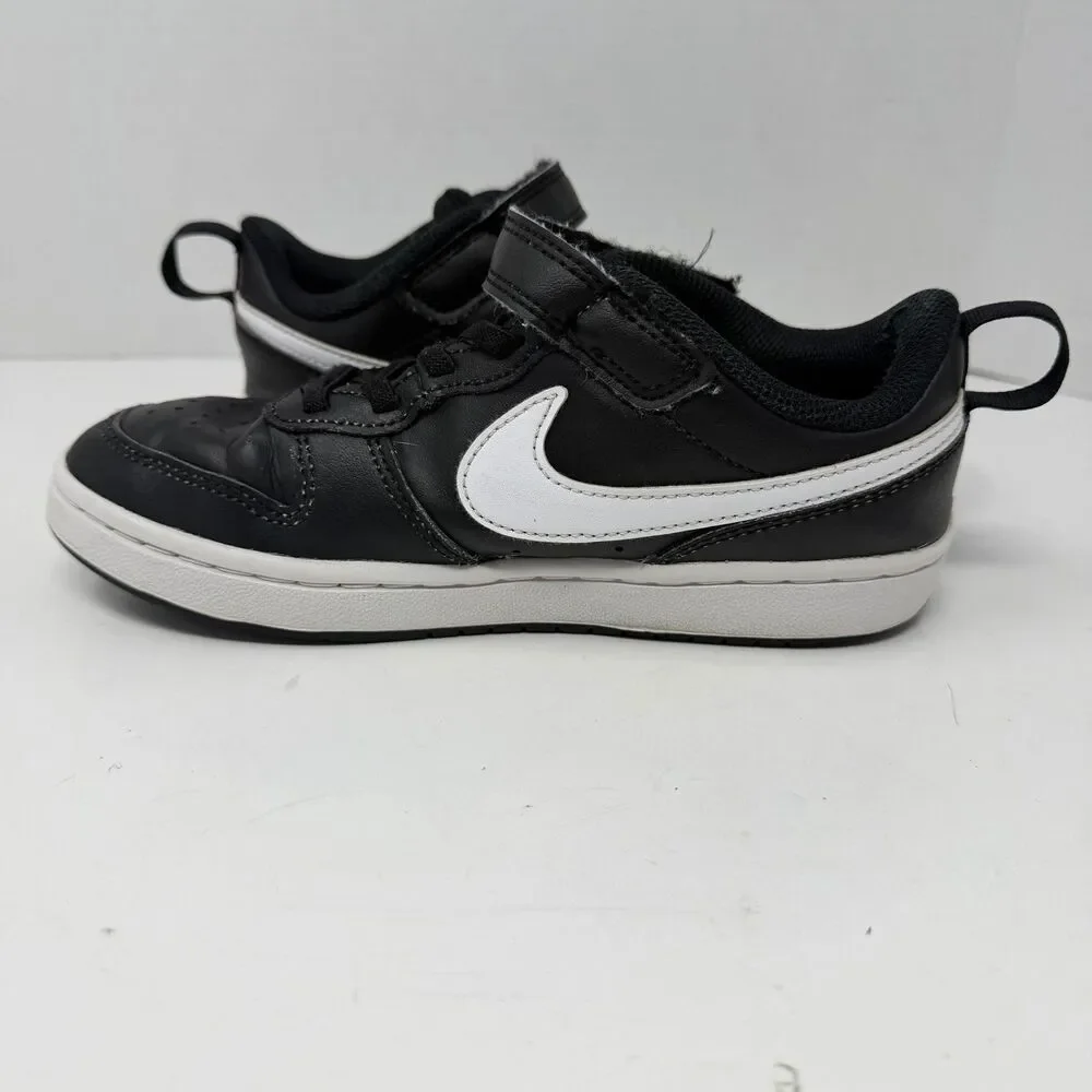 NIKE Court Borough Low 2 BQ551-002 Boy’s 2Y Black White Shoes Sneakers Low Top